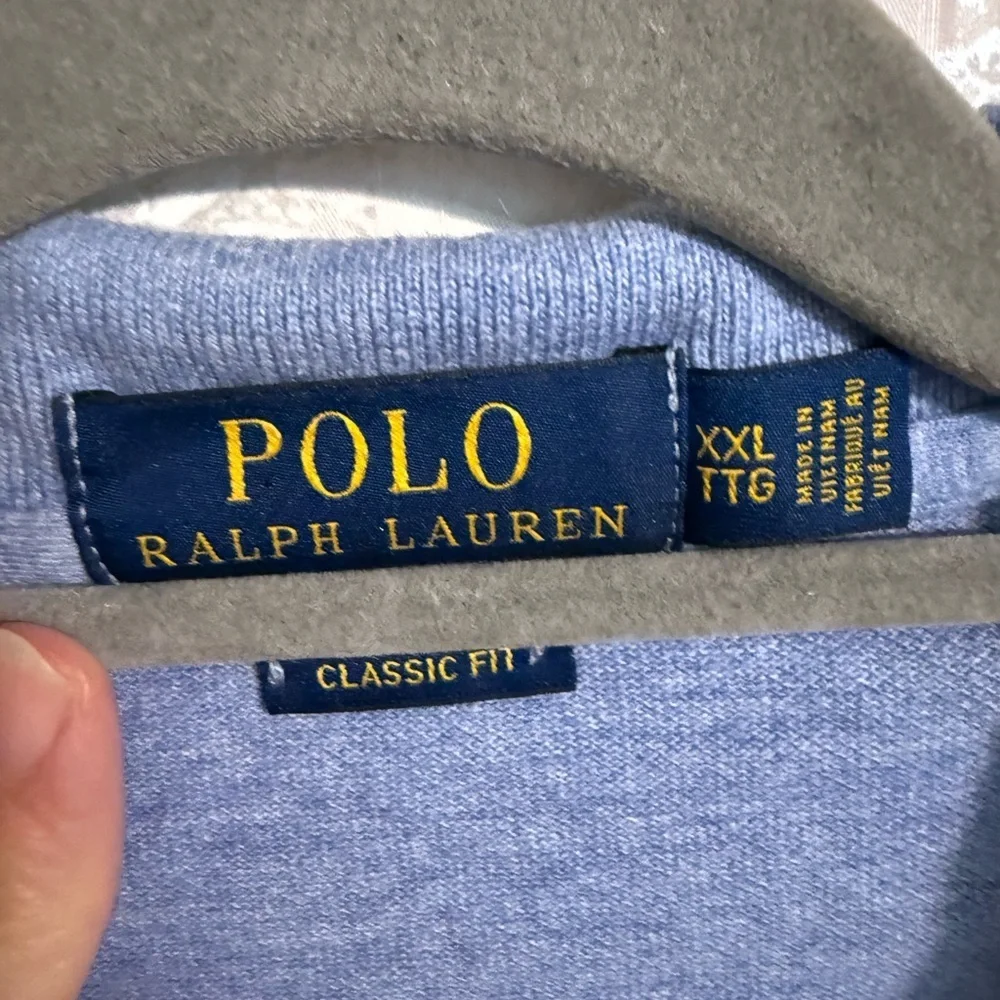 Polo Ralph Lauren Men's Classic Fit Lt Blue Polo W/ Navy Pony Golf Shirt, XXL